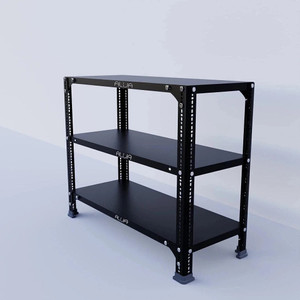 ALIJA Slotted Angle Metal Rack (2 x 2.5 x 1 Ft. / 24 x 30 x 12 Inch) with 3 Shelves Storage Rack Unit (24 Gauge Shelf 18 Gauge Angle) (Black) Luggage Rack