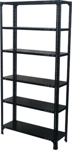 ALIJA Slotted Angle Metal Rack with 6 Shelves Storage Rack unit (22 Gauge shelf 16 gauge angle) (Black) Luggage Rack