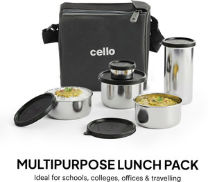 Cello Steelox Black 5 Containers + 375ml Tumbler Pack of 5 - Image 6