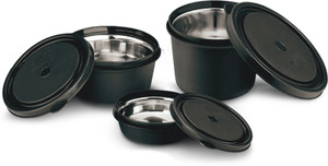 Classic Essentials Stainless Steel Microwave Safe Containers with Lids Lunch Box, 3 Containers Stainless Steel Office Lunch Box