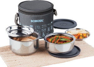 बोरोसिल Carry Fresh Lunchbox, 2pc Set (280ml x 1 + 180ml x 1) Vertical Tiffin for Office 2 कंटेनर लंच बॉक्स