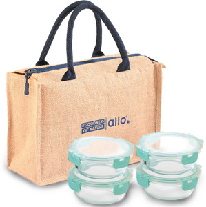 Allo FoodSafe Glass Lunch 4 Containers Lunch Box