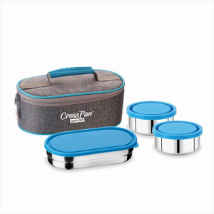 CrossPan Steel Lunch Box / Tiffin Box Containers 280ml, 3 Containers Lunch Box