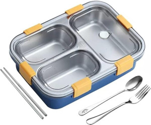 J K इंटरनैशनल Students Sealed Leakage Proof Stainless Steel with Spoon 3 कंटेनर लंच बॉक्स