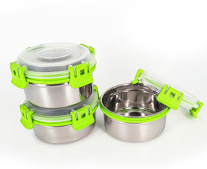 Zaib Steel container for tiffin box fronts container set 3 Containers Lunch Box