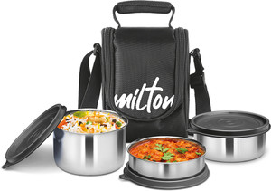मिल्टन Tasty 3 Stainless Steel, Black,(500ml,200ml,320ml) 3 कंटेनर लंच बॉक्स