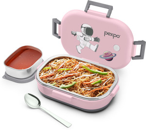 पेक्सपो Tango Steel PU Insulated Tiffin Box with Anti-Skid Base In Astronaut Design 2 कंटेनर लंच बॉक्स
