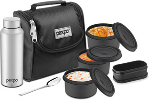 पेक्सपो Steel Meal Box Ultra With 750 ml Chromo Water Bottle And 1 Spoon 3 कंटेनर लंच बॉक्स