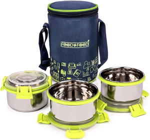 फूडनफूड Stylock Lunch Box 3 Container 350 ML Each with Clip Lock Lid With 1 Softline Bag 3 कंटेनर लंच बॉक्स