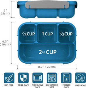 SATANI Lunch Box 1L Bottle and 2 chopstik for office School Collage 2 Containers Lunch Box