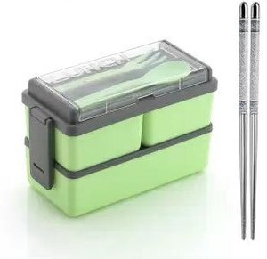 Zigmo Lunch Tiffin Box Fork With 2Chopstic Food 3 Container Kids Office College School 3 Containers Lunch Box
