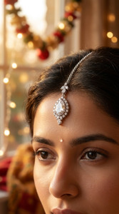 KYOOT JEWELS Brass, Stone Maang Tikka