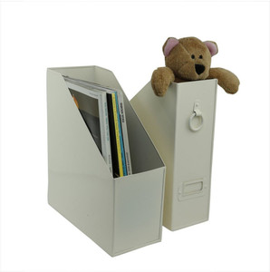 Elan Method Metal File Holder File Rack for Magazines and Papers (Off White Set of 2) Table Top Magazine Holder