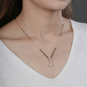 Wortica Rose Gold Delicate Single-Line Designer Pendant Brass Mangalsutra