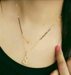 Jewel WORLD S Letter Alphabet Name Excellent Finished Diamond Attached 18 INCH Nallapusalu Alloy Mangalsutra