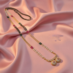 Swaroop Designer Long Mangalsutra for Women 36 Inch Long Temple Damru Mangalsutra Set Copper Mangalsutra