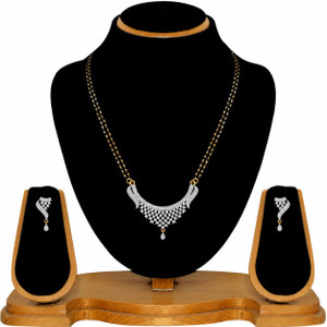 JDX American Diamond with Chain and Earrings for Women Acrylic Mangalsutra