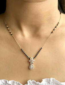 Hitarth Fashion Jewellery Partywear Diamond Rose Gold Short Mangalsutra Brass Mangalsutra