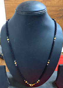 MALAWALA Mangalsutra-Handmade Gold Plated with Black Beads 26Inches For Woman Crystal Mangalsutra