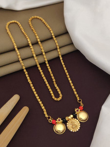 hokozon eterprise 1 GRAM GOLD PLETED 30"inch LONG CHANDRAMUKHI VATI MANGALSUTRA CHAIN FOR WOMEN. Brass Mangalsutra