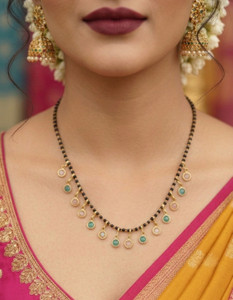 NUI Gold Plated Traditional Short Mangalsutra For Women Alloy Mangalsutra