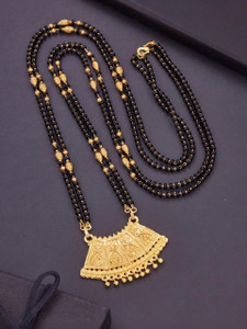 Lucents Gold Plated South Indian Style black beads chain Gold Mangalsutra Alloy Mangalsutra