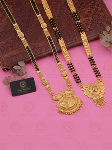 brado jewellery Combo of 2 Gold Plated Traditional 30 Inch Long Mangalsutra Tanmaniya for Women Brass Mangalsutra