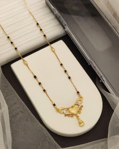 S K D J 18 inch short traditional gold plated Mangalsutra Brass Mangalsutra