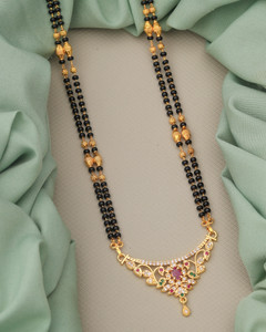 GREATSALE One Gram Brass & Gold Plated Mangalsutr Tanmaniya Nallapusalu Chain for Women . Brass Mangalsutra