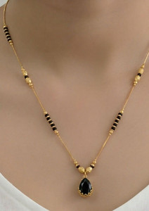 pearl jewellery | Black Pandant | Lightweight Daily And Office Wear Traditional Alloy Mangalsutra