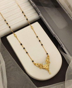 S K D J 18 inch short traditional gold plated Mangalsutra Brass Mangalsutra