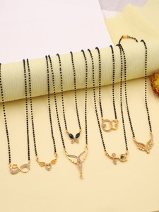 pearl jewellery Pack of 7 Gold Plated for Women Alloy Brass Mangalsutra