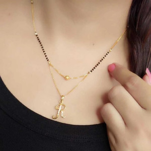 SATJEWEL Excellent Finished R Letter Diamond Mangalsutra For Women's Alloy Mangalsutra
