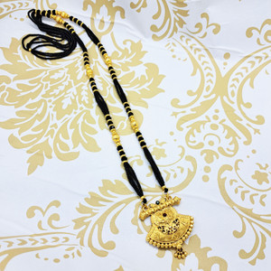 Swaroop Designer Black Bead Big Pendant Heavy long 36 Inch mangalsutra for women Brass Mangalsutra