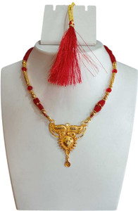 DEBALAYASTORES Copper Gold-plated Mat Polish Red color Mangalsutra Set (Pack of 1) Copper, Brass Mangalsutra