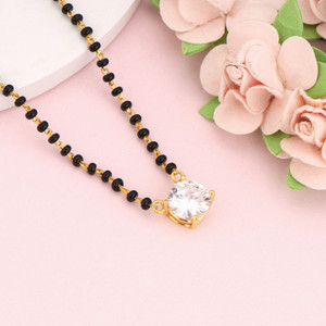 GIVA 925 Silver Gold Classic Solitaire Mangalsutra|Lifetime Plating|6 Month Warranty Sterling Silver Mangalsutra
