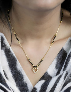 StyleWithJankiii Heart Pendant American Diiamond Premium Mangalsutra For women and girls Brass Mangalsutra