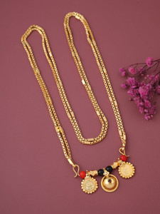 VRAJ FASHION JEWELLRY 1 GRAM GOLD PLATED 30 IN LONG DOUBLE MOP VATI MANGALSUTRA FOR WOMEN. Brass Mangalsutra