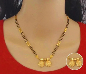 Hinaart Black Beads Short Mangalsutra for Women (18 Inch) Brass Mangalsutra