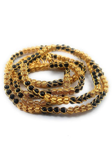 VR Fashion HUB Black Bead Gold Plated 24 Inch Long Mangalsutra For Women Gold-plated Plated Copper Chain