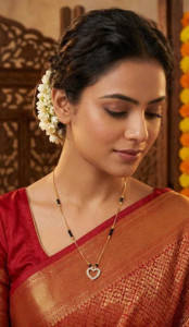 VIAANA CREATION Gold Plated CZ Studded Open Heart Daily Wear Mangalsutra for Women Brass Mangalsutra