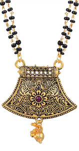 RN Gold Plated CZ Antique Finish, Rajwara Design, Mangalsutra Tanmaniya Chain Necklace for Women Brass Mangalsutra