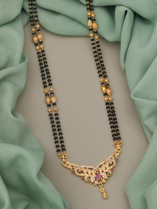 g g COVERING 1 g Gold Wedding Meenakari Maharashtrian Stylish Golden and Black Wati Brass Mangalsutra