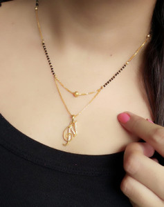 dearknot Alphabet Letter Heart Gold-plated Daily wear Pendant Chain For Women,Girls Gold-plated Cubic Zirconia Alloy Pendant