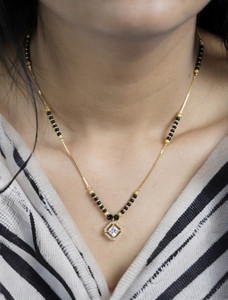 StyleWithJankiii StyleWithJankiii Princess Cut American Diamond Premium Mangalsutra Brass Mangalsutra