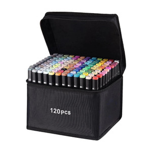 Trendegic Alcohol Based Dual Head Broad and Fine Tip Marker Drawing Pen with Pouch