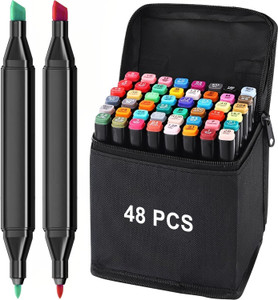 TRINGDOWN Dual Tip Art Markers 48 Colours with Carrying Case for Painting Sketching
