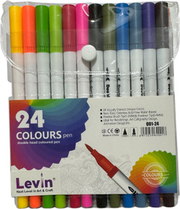Levin Dual Tip Brush Pens 24 Colors,Colouring Pens Fine and Art Markers