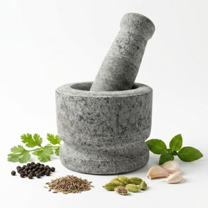 Cruzun Cruzun 3" inch Idikallu Okhli Spice Masher Stone Grinding Khalbatta Imam Stoneware Masher