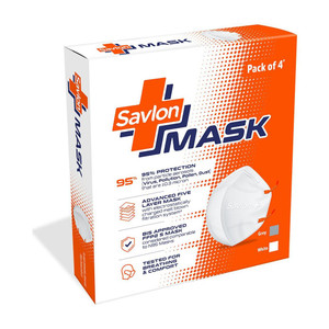 Savlon Savlon Mask - Pack of 4 | BIS Certified FFP2 S Mask (comparable to N95)| Ear-loop|White SVMSWF4
